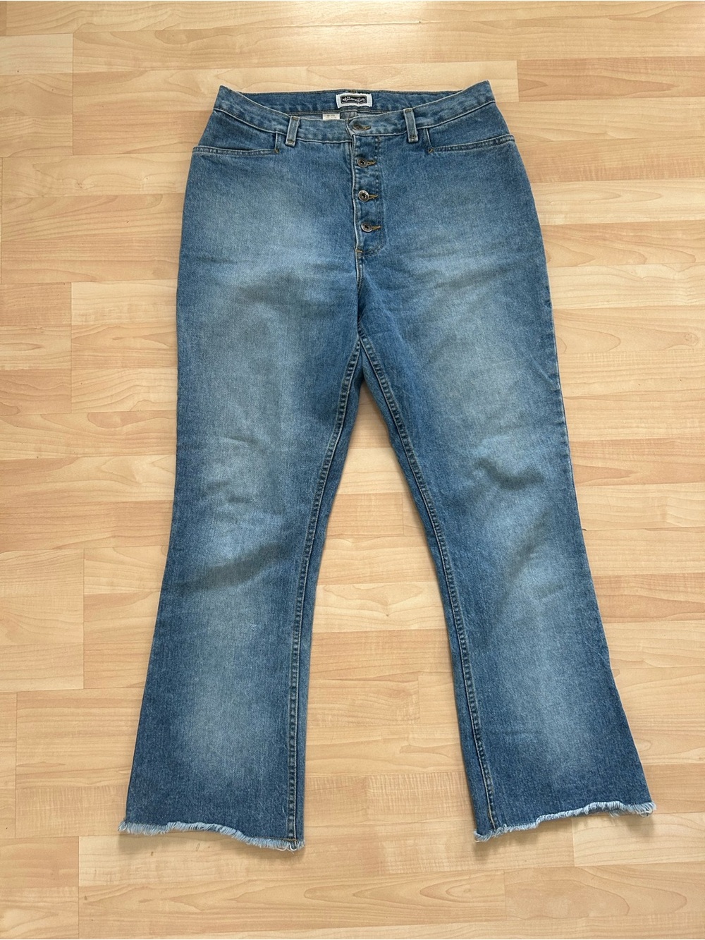 Xhilaration Medium Blue High Rise Button-Fly Flare Jeans